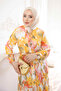 Yellow Half-Buttoned Layered Dress with Elastic Sleeves - 4