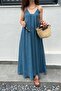 Petrol Blue Dress with Straps and Astrali 3227 - 3