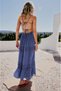 Indigo Color Strapless Backless Imported Bohemian Dress - 4