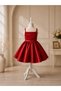 Special Design Perla Model Red Color with Pearl and Flower Detail Strap Sleeveless Satin Girl's Evening Dress - 2