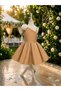 Special Design Aveline Model Light Brown Color Single Sleeve Flower Accessory Detailed Girls' Evening Dress