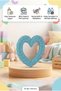 Heart Shaped Flexible Bpa-Free Embossed Pastel Colored Toy Baby Teether Turquoise - 2