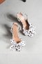 Edith Polka Dot Bow Detailed Pointed Toe Slingback Heeled Shoes - 6