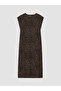 Lcw Everyday Brown Crew Neck Leopard Print Drawstring Dress - 6