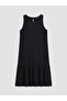 Black Crew Neck Textured Dress - 5