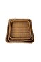 3-Piece Rattan Tray Decorative Tray Wicker Knitted Tray Square Cream