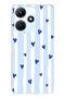 Infinix Hot 30I Compatible Blue Hearts Patterned Transparent Phone Case
