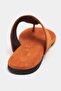 Almira Orange Suede Leather Flat Sole Women's Flip Flops - 7