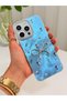 iPhone 16 Pro Max Case with Marbling Effect, 3D Bow and Floral Pattern, Raised Camera Cover, Blue - 7