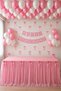 Pink Birthday Ornaments Set Happy Birthday Banner Tablecloth Tulle Balloon Ribbons Party Decoration Set