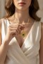 Steel Sun Pattern Green Stone Necklace - Stylish and Durable Jewelry for Women - 3