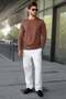 Brown 100% Cotton Slim Fit Men's T-Shirt E7187 - 5