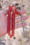Light Red Moon Star Silver Tassel Wheel Cut Nefrit Stone Prayer Beads 201025705 - 5