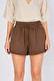 Women's Brown Elastic Waist Tasseled Short Shorts - 4