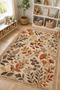 Flower Leaf Patterned Non-Slip Base Machine Washable Digital Printed Chenille Carpet Rug Runner - 3