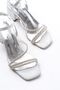 Zri̇n-900 Silver Banded Stoned Thick Transparent Heeled Women's Shoes 6 cm - 5