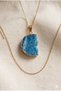 Turquoise Raw Natural Stone Pendant Steel Necklace