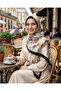 Patterned Bamboo Shawl with Black Flowers - Mira İpek - 2