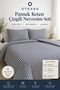 Cotton Linen Striped Double Duvet Cover Set 200X220 with Hidden Zipper Navy Blue