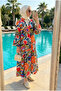 Women's Ruffle Sleeve Ethnic Patterned Layered Hijab Dress (Unlined) - 4