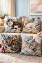 Sleepy Cats Patterned 4-Piece Throw Pillow Cover Set