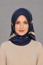 Twill Patterned Scarf Ls2201 04-Navy Blue-Indigo-Cream - 3