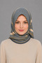 Twill Patterned Scarf Ls2201 06-Grey-Cream - 3