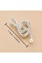 Large Size Pearl Music Note Shaped Metal Hair Clip - 5