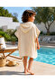 100% Cotton Cream Handwoven Children's Poncho, Hooded Bathrobe & Beach Towel - 4