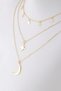 Gold Color Steel Multi-Layered Combination Necklace with Polar Star and Crescent Figure - 6