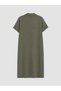 Lcwaikiki Curve Khaki Shirt Collar Plus Size 100% Cotton Dress - 8