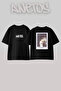 Tattooed Man Design Printed Unisex Oversize Black Tshirt