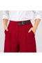 Women's Burgundy Half Belt Detailed Pocketed High Waist Comfortable Wide Leg Palazzo Trousers - 3