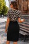Women's Double Breasted Collar Belted Diver & Janjan Crepe Dress - 5