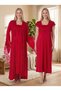 New Season Fuchsia Summer Stylish Lace Detailed Special Design Buttoned Princess Sleeve 100% Cotton Maternity Maternity Dressing Gown Nightgown Set - 8