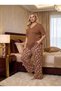 New Season Women's Coffee Color Special Design Short Sleeve Summer Cotton Combed Cotton Plus Size (Oversize) Pajama Set - 7