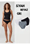 Women's 3-Piece Black-White-Grey Cotton Bikini Panties Set