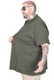 Mode XL Large Size T-Shirt Polo Zipper Without Pocket Pique 25550 Haki - 3