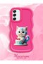 Samsung Galaxy S21 Fe Compatible Case Camera Protector Red Silicone Couple Phone Case Cat Pattern - 2