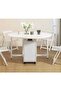 Foldable Dining Table Set with 4 chairs, 1 Storage Space, Space Saving for Home Living Room and Kitchen, Round White - 4