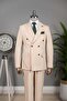 Exclusive Double-Breasted Suit Dark Beige