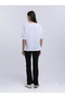 Women's V-Neck White Flared Oversize Short Sleeve Cotton T-Shirt - 3