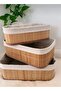 Sna Shop 3-Piece Multi-Purpose Bamboo Organizer Set, Multi-Size Kitchen Bathroom Home Baskets, Large, Medium, Small
