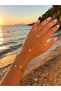 White Stone Detailed Gold Color Steel Şahmeran Hand Chain Women's Bracelet - 2