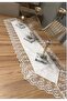 3-Piece Velvet Lace Detailed Runner Cream Diameter Gray - 3