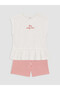 Ecru Printed Girls' Shorts Set