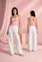 Casual Pants, High Waist Stone Embellished Wide Leg Denim Jeans - Star White