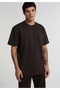 Relaxed Fit Round Neck Plain Men's Brown Short Sleeve T-Shirt