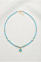 Turquoise Blue Clover Detail Beaded Necklace - 2