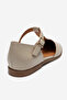 Women's Ankle Strap Flat Heel Sandals Real Leather Rc 7099 Beige - 3